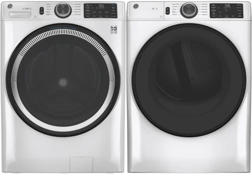 GE Side-by-Side Washer & Dryer Set with Front Load Washer and Gas Dryer