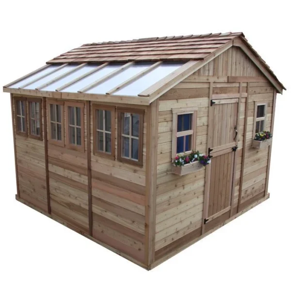 2 ft. W x 12 ft. D Cedar Wood Sunshed Garden Shed