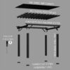 12x10 Stratford Traditional Steel Pergola With Sail Shade Soft Canopy