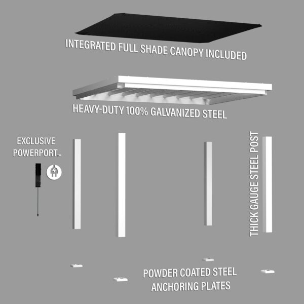 12x10 Windham Modern Steel Pergola With Sail Shade Soft Canopy