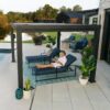 16x12 Trenton Modern Steel Pergola With Sail Shade Soft Canopy