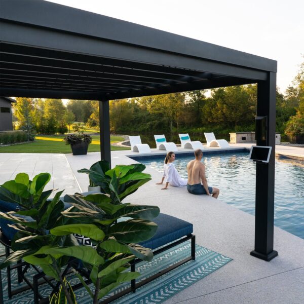 16x12 Trenton Modern Steel Pergola With Sail Shade Soft Canopy