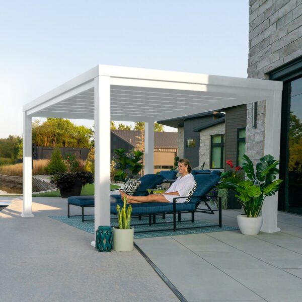 14x10 Windham Modern Steel Pergola With Sail Shade Soft Canopy