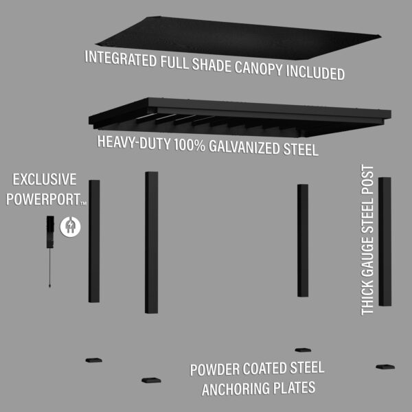 14x10 Trenton Modern Steel Pergola With Sail Shade Soft Canopy