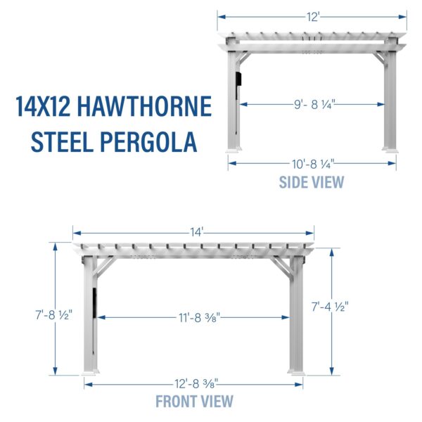 14x12 Hawthorne Traditional Steel Pergola With Sail Shade Soft Canopy