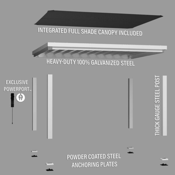 14x12 Windham Modern Steel Pergola With Sail Shade Soft Canopy