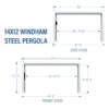 14x12 Windham Modern Steel Pergola With Sail Shade Soft Canopy