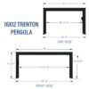 16x12 Trenton Modern Steel Pergola With Sail Shade Soft Canopy