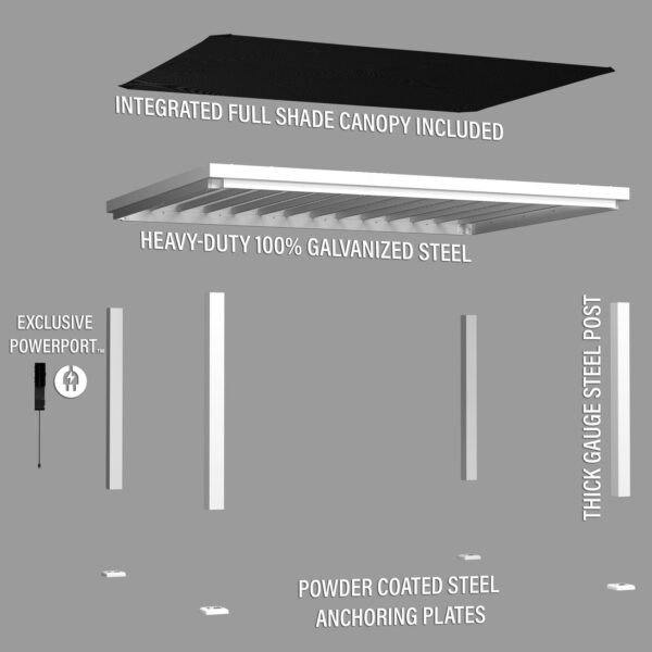 16x12 Windham Modern Steel Pergola With Sail Shade Soft Canopy