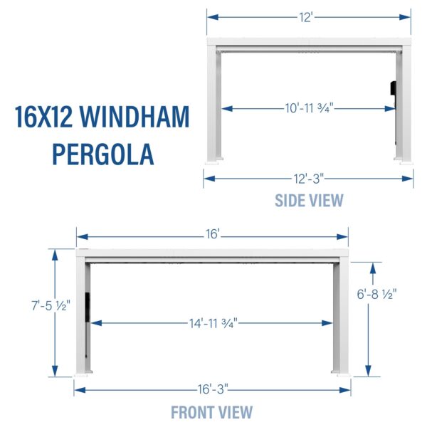 16x12 Windham Modern Steel Pergola With Sail Shade Soft Canopy