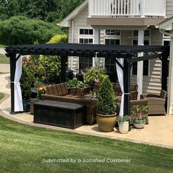 16x12 Stratford Traditional Steel Pergola With Sail Shade Soft Canopy