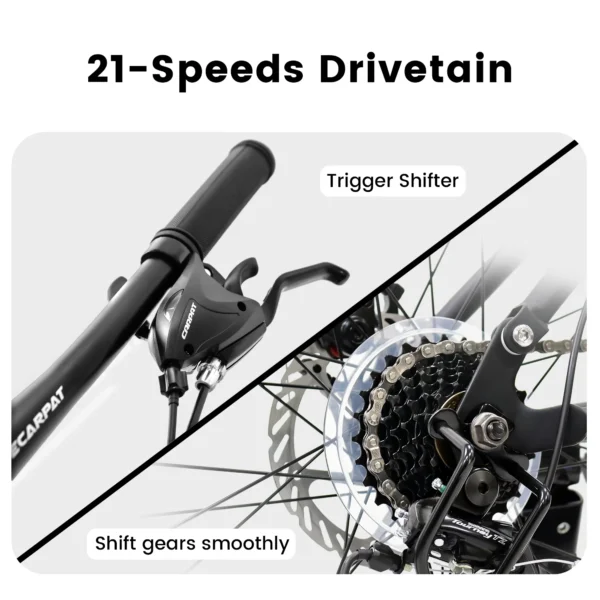 27.5 Inch Mountain Bike , Dual Full Suspension 21-Speed Disc Brakes Thumb Shifter,Carbon Steel Frame Mountain Bike, Mens Womens Trail Commuter City Bicycles