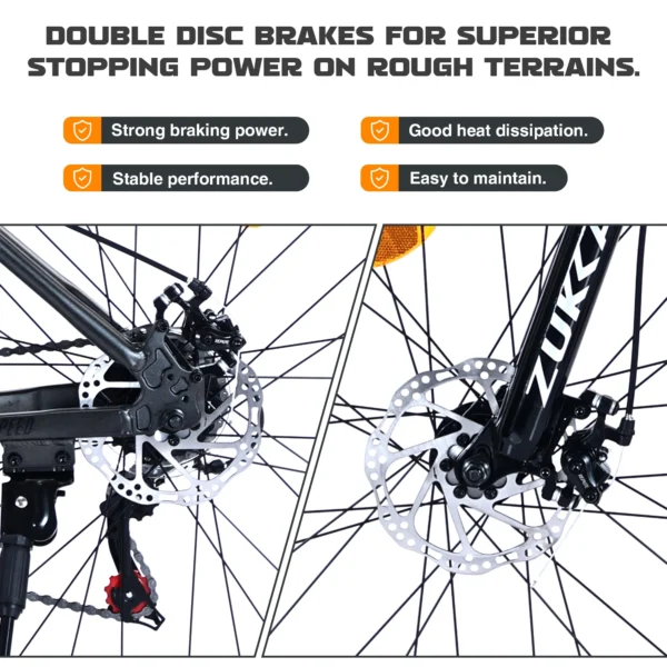 Aezusy Mountain Bike 27.5 Inch Wheels 21 Speed Adult Bike for Men Women, Front Suspension, Aluminum Alloy Frame, Gray