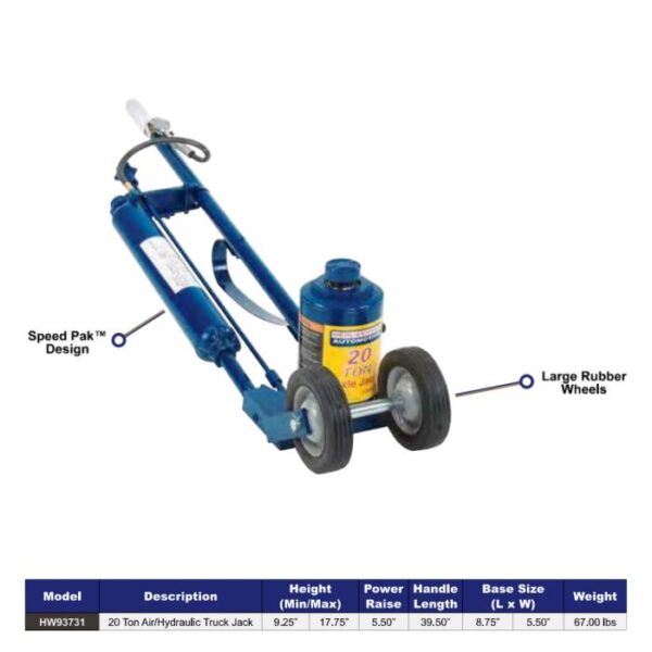 Hein-Werner 20-Ton Air Actuated Truck Jack
