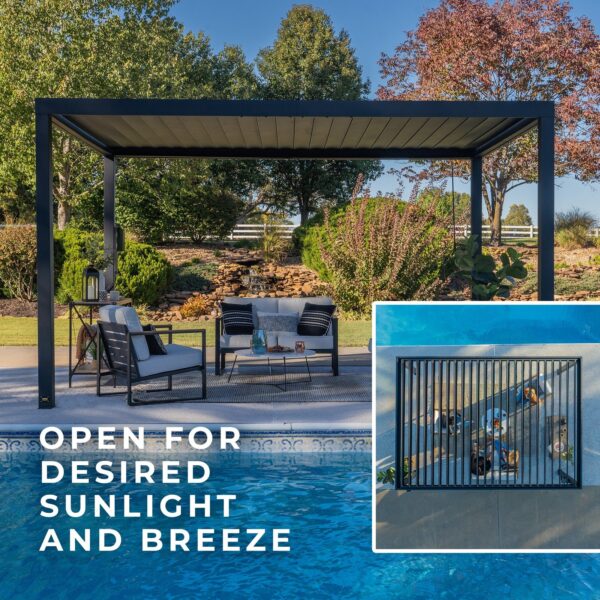16x10 Sarasota Steel Louvered Pergola