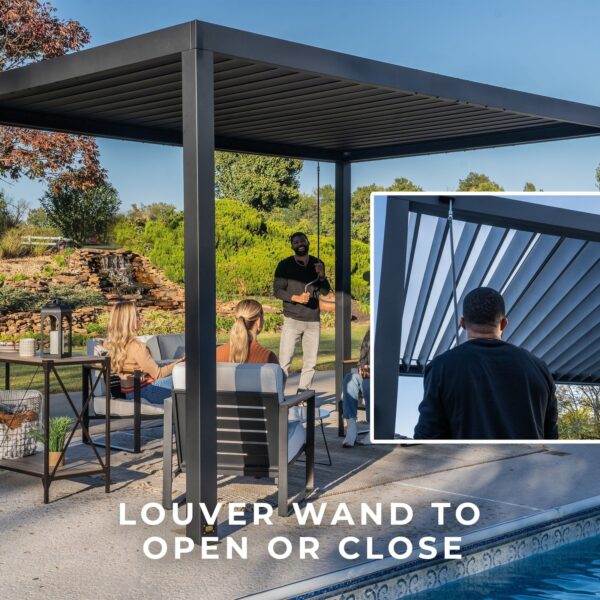 16x10 Sarasota Steel Louvered Pergola
