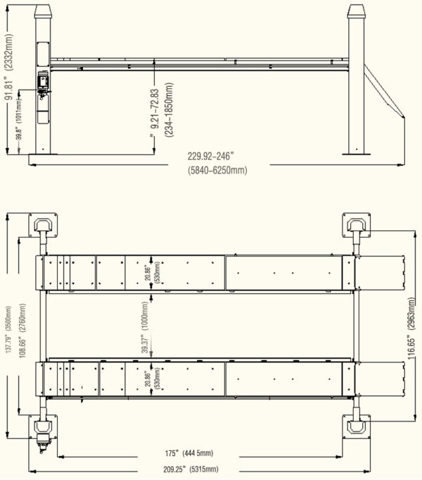 KT-4H110 Four Post Vehicle Lift 11,000lbs