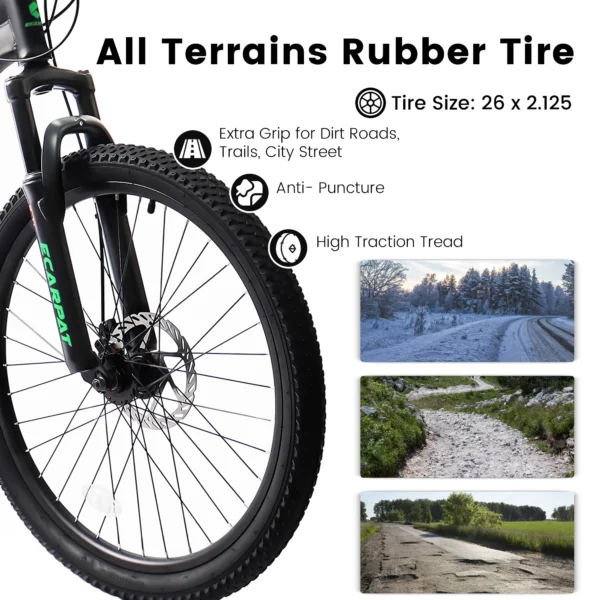 27.5 Inch Mountain Bike , Dual Full Suspension 21-Speed Disc Brakes Thumb Shifter,Carbon Steel Frame Mountain Bike, Mens Womens Trail Commuter City Bicycles