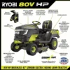 RYOBI 80V HP Brushless 42 in. Battery Electric Cordless Riding Lawn Tractor with (3) 80V 10Ah Batteries and Charger