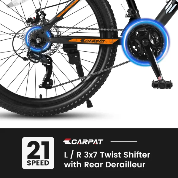 Raistyw 26 inch Mountain Bike for Men, Shimano 21 Speeds Mountain Bicycle for Adult with Mechanical Disc Brakes ,Ages 16+ ,Black + Orange