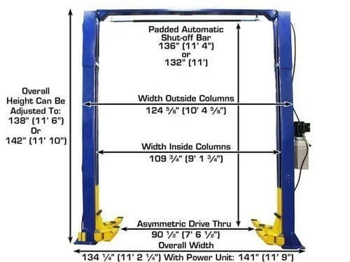 Atlas 9KOHX 9,000 lb Overhead 2-Post Lift