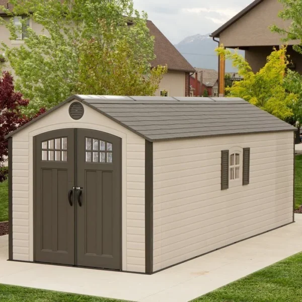 D Plastic Storage Shed 8 ft. W x 20 ft (White)
