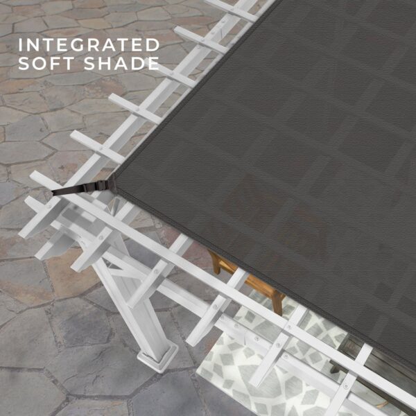 14x12 Hawthorne Traditional Steel Pergola With Sail Shade Soft Canopy