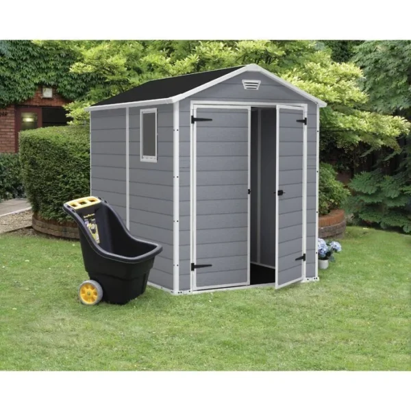 Manor 6 x 8 FT Vertical Storage Shed Durable Resin with Ventilation