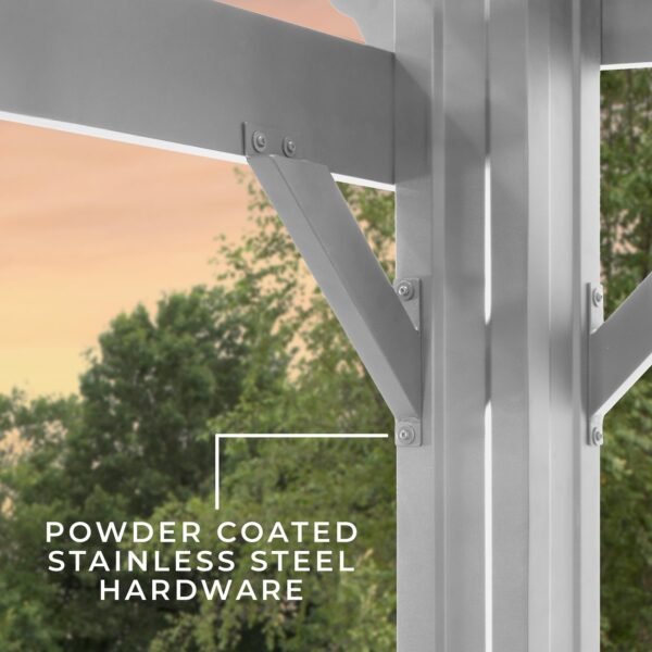 14x12 Hawthorne Traditional Steel Pergola With Sail Shade Soft Canopy
