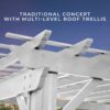 14x12 Hawthorne Traditional Steel Pergola With Sail Shade Soft Canopy