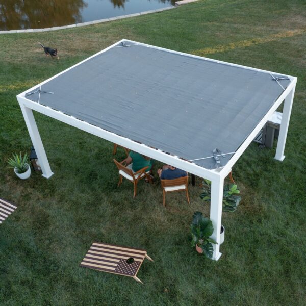 16x12 Windham Modern Steel Pergola With Sail Shade Soft Canopy