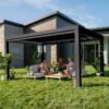 14x10 Trenton Modern Steel Pergola With Sail Shade Soft Canopy