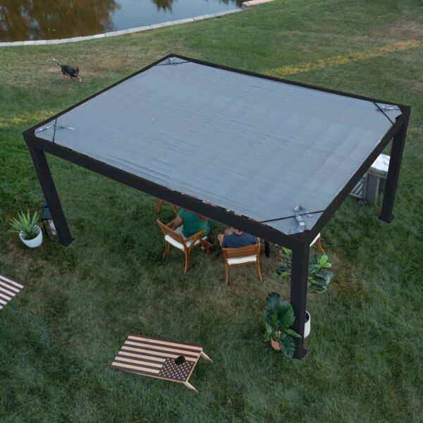 16x12 Trenton Modern Steel Pergola With Sail Shade Soft Canopy