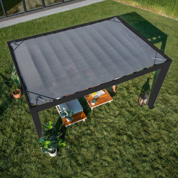 14x10 Trenton Modern Steel Pergola With Sail Shade Soft Canopy
