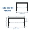 14x10 Trenton Modern Steel Pergola With Sail Shade Soft Canopy