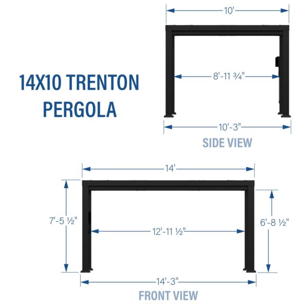 14x10 Trenton Modern Steel Pergola With Sail Shade Soft Canopy