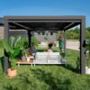 14x12 Trenton Modern Steel Pergola With Sail Shade Soft Canopy
