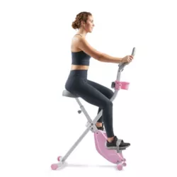 Sunny Health & Fitness Pink Foldable Magnetic Exercise X-Bike