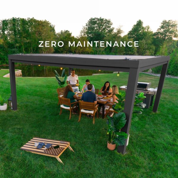 16x12 Trenton Modern Steel Pergola With Sail Shade Soft Canopy