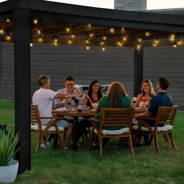 16x12 Trenton Modern Steel Pergola With Sail Shade Soft Canopy
