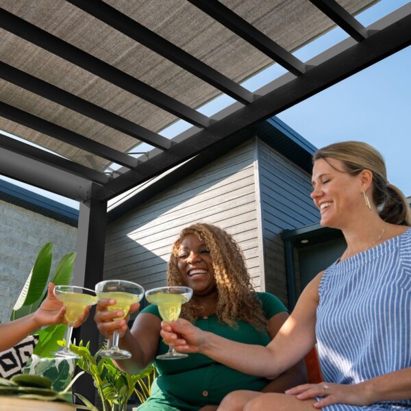 16x12 Trenton Modern Steel Pergola With Sail Shade Soft Canopy