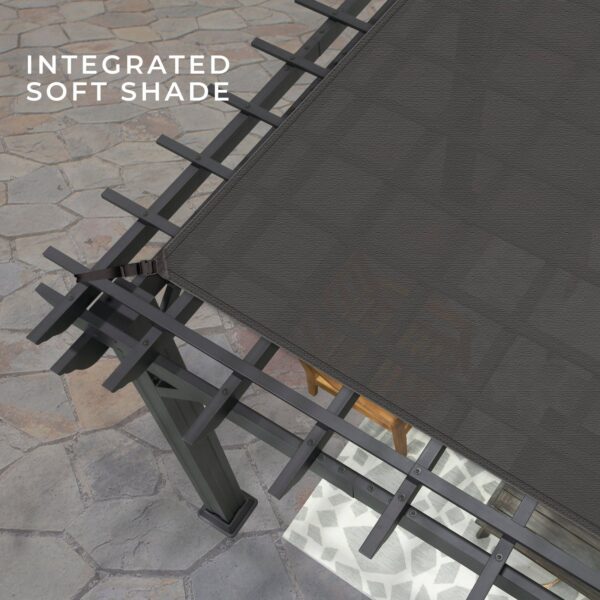 16x12 Stratford Traditional Steel Pergola With Sail Shade Soft Canopy