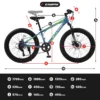 Ambifirner 24 Inch Fat Tire Bike Adult/Youth Full Shimano 7 Speeds Mountain Bike, Dual Disc Brake,Snow Wide Tire Adult Bicycle Mountain Trail Bike, Urban Commuter City Bicycle