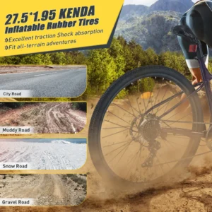 Aezusy Mountain Bike 27.5 Inch Wheels 21 Speed Adult Bike for Men Women, Front Suspension, Aluminum Alloy Frame, Gray