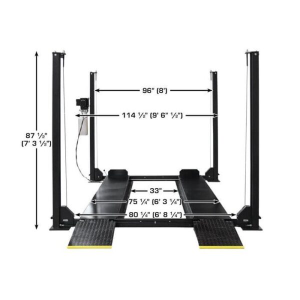 Atlas Apex 8 ALI Certified Four Post Lift + RJ35 Sliding Jacks Combo