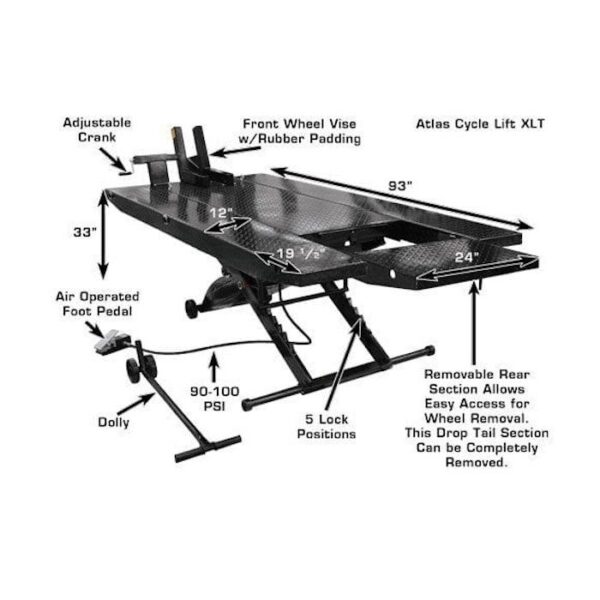 Atlas CycleLift XLT Motorcycle ATV Lift with Dropout Panel