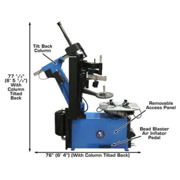 Atlas TC755DAA Tilt-Back Wheel Clamp Tire Changer with Dual Assist Arms
