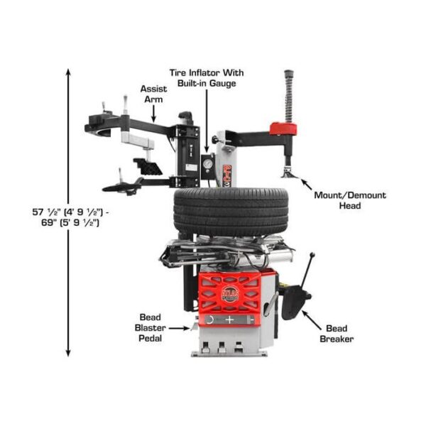 Atlas Platinum PTC300 Wheel Clamp Tire Changer with Left-Hand Assist Arm