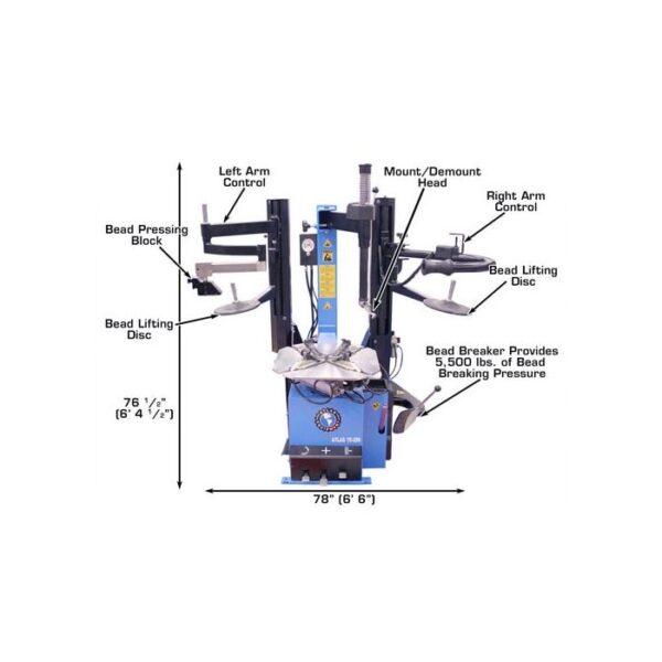 Atlas TC229DAA Dual Assist Arm Wheel Clamp Tire Changer