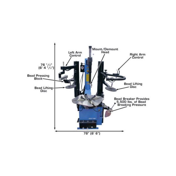 Atlas TC289DAA Dual Assist Arm Wheel Clamp Tire Changer